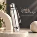 Nelcon Aquaslim Stainless Steel Water Bottle with Strap - Silver - Nelcon