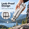Nelcon Aquaslim Stainless Steel Water Bottle with Strap - Silver - Nelcon