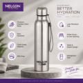 Nelcon Aquaslim Stainless Steel Water Bottle with Strap - Silver - Nelcon