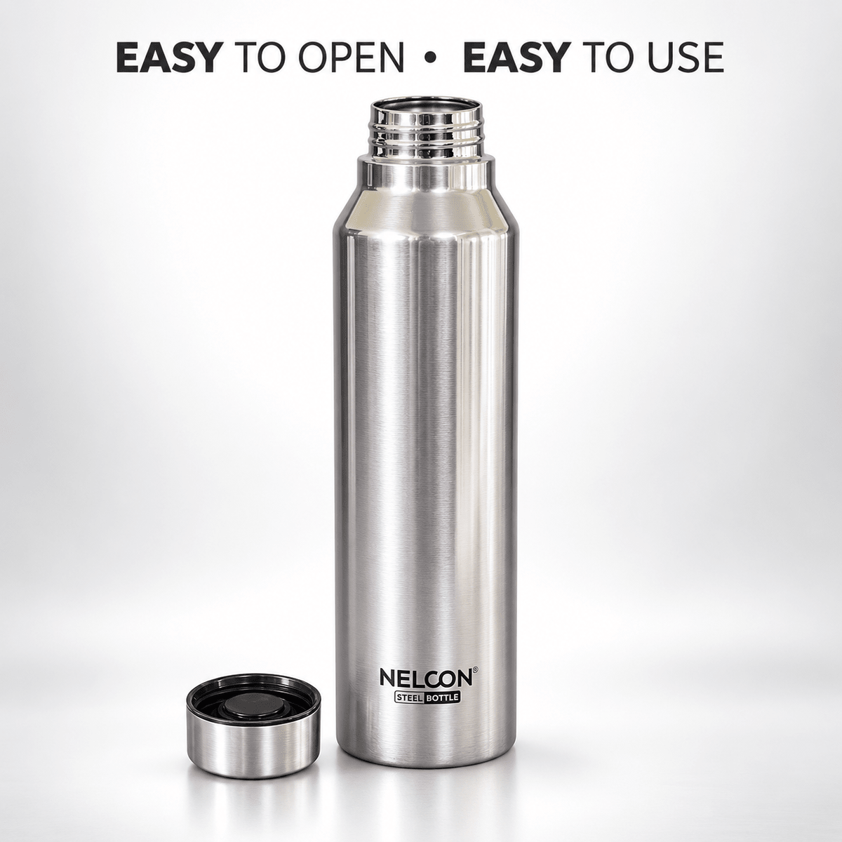 Nelcon Dew 1 litre silver stainless steel water bottle