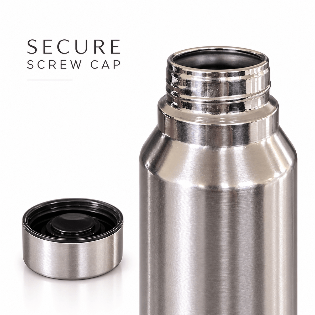 Nelcon Dew 1 litre silver stainless steel water bottle