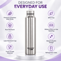 Nelcon Dew 1 litre silver stainless steel water bottle