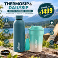 NELCON Pack of 2 – Thermosip Bottle + Dailysip Coffee Tumbler | Double Wall Insulated | 8 Hours Hot & Cold | Leak-Proof Design - NelconIndustries
