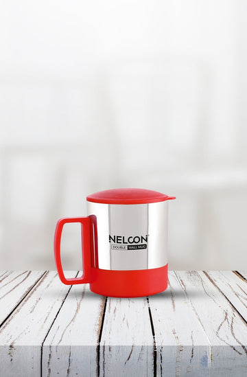 Nelcon Oxy tea & red coffee mug with lid, set of 2pc hot and cold, 170ml