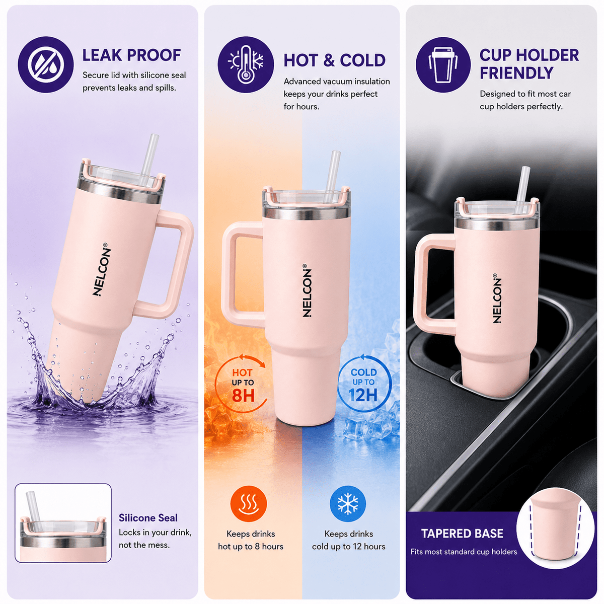 SipJoy Vacuum Insulated Stainless Steel Tumbler - 900ml - NelconIndustries