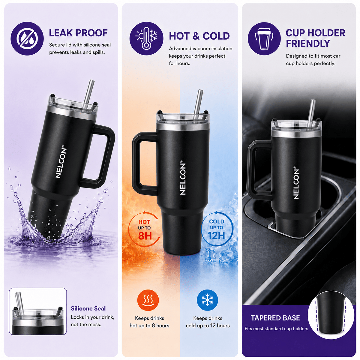 SipJoy Vacuum Insulated Stainless Steel Tumbler - 900ml - NelconIndustries