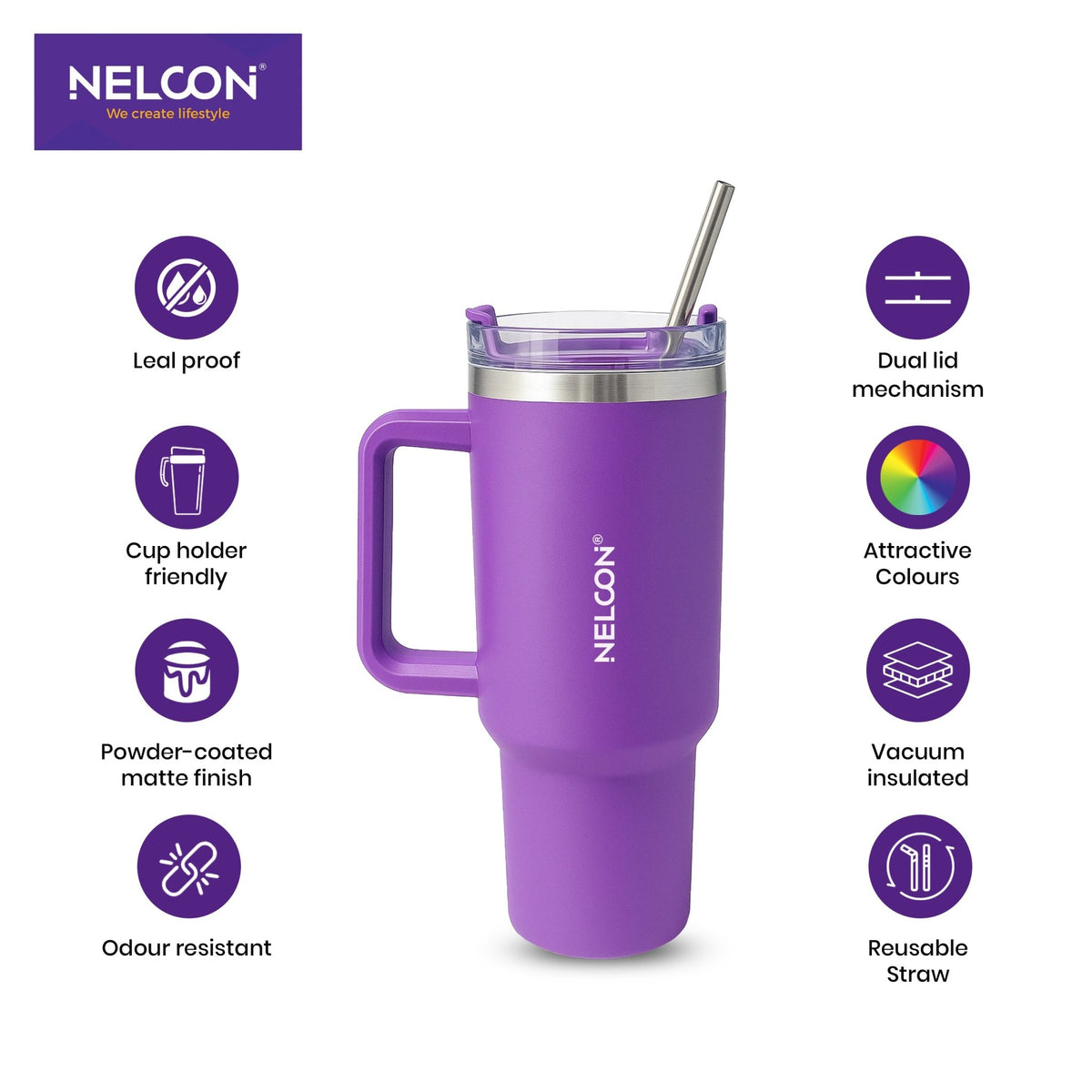 SipJoy Vacuum Insulated Stainless Steel Tumbler - 900ml - NelconIndustries