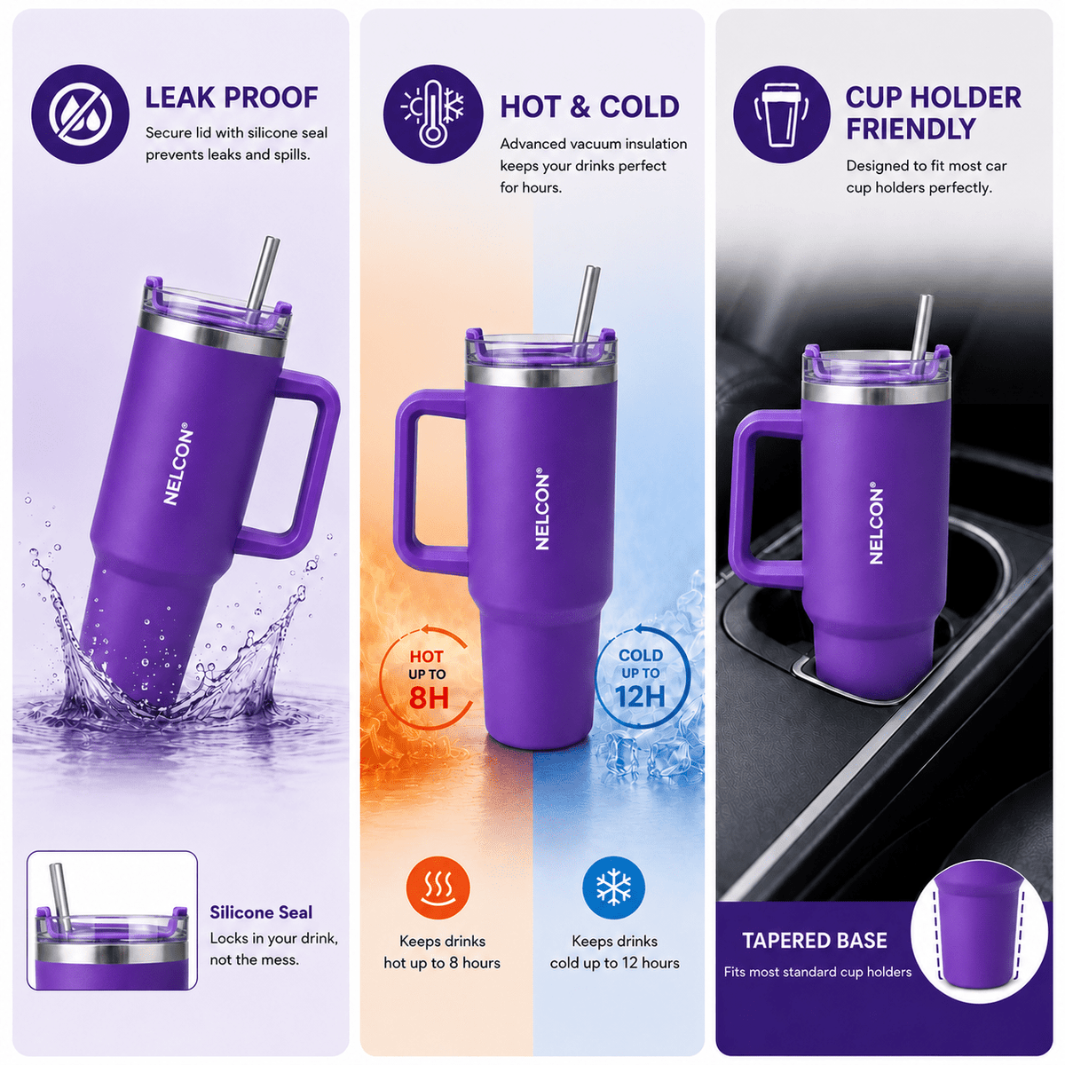 SipJoy Vacuum Insulated Stainless Steel Tumbler - 900ml - NelconIndustries
