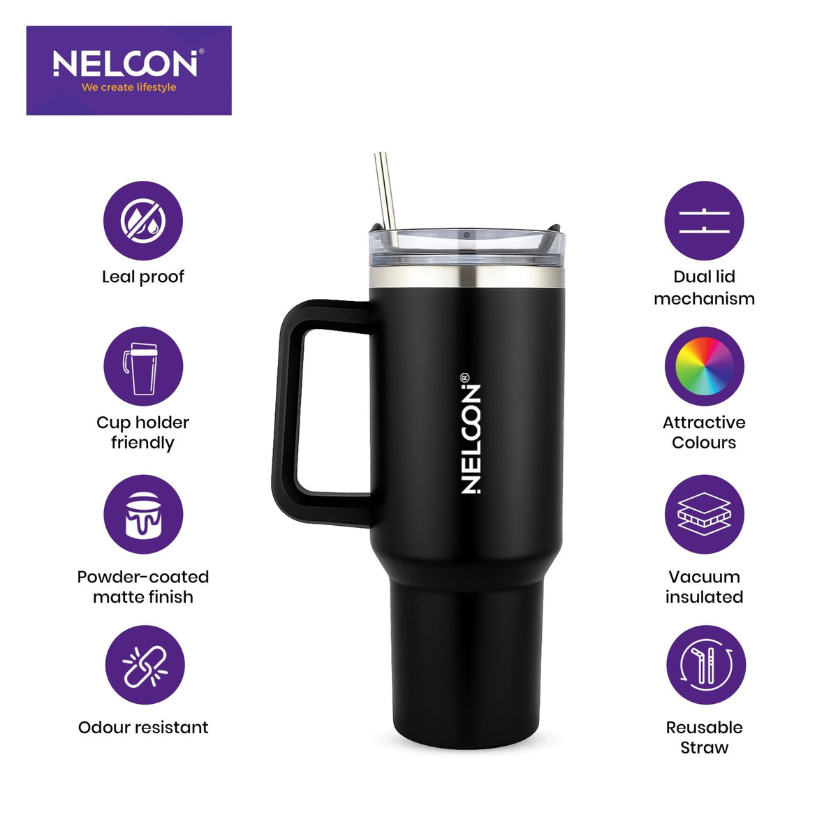 SipJoy Vacuum Insulated Stainless Steel Tumbler - 900ml - NelconIndustries