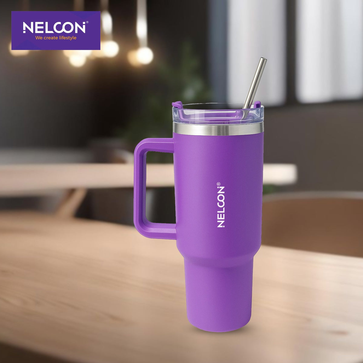 SipJoy Vacuum Insulated Stainless Steel Tumbler Purple - 900ml - NelconIndustries