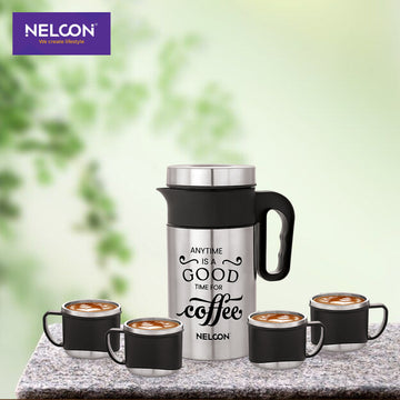 SavorBrew 900ml Kettle with 2pc Cup Gift Set - Black