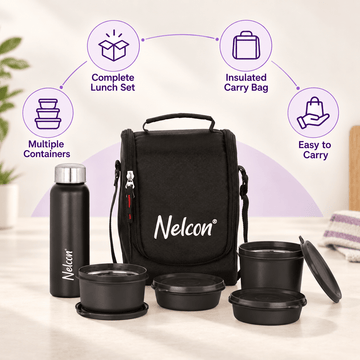 TitanPro 750ml Bottle & Lunch Bag with 4 Tiffins - NelconIndustries