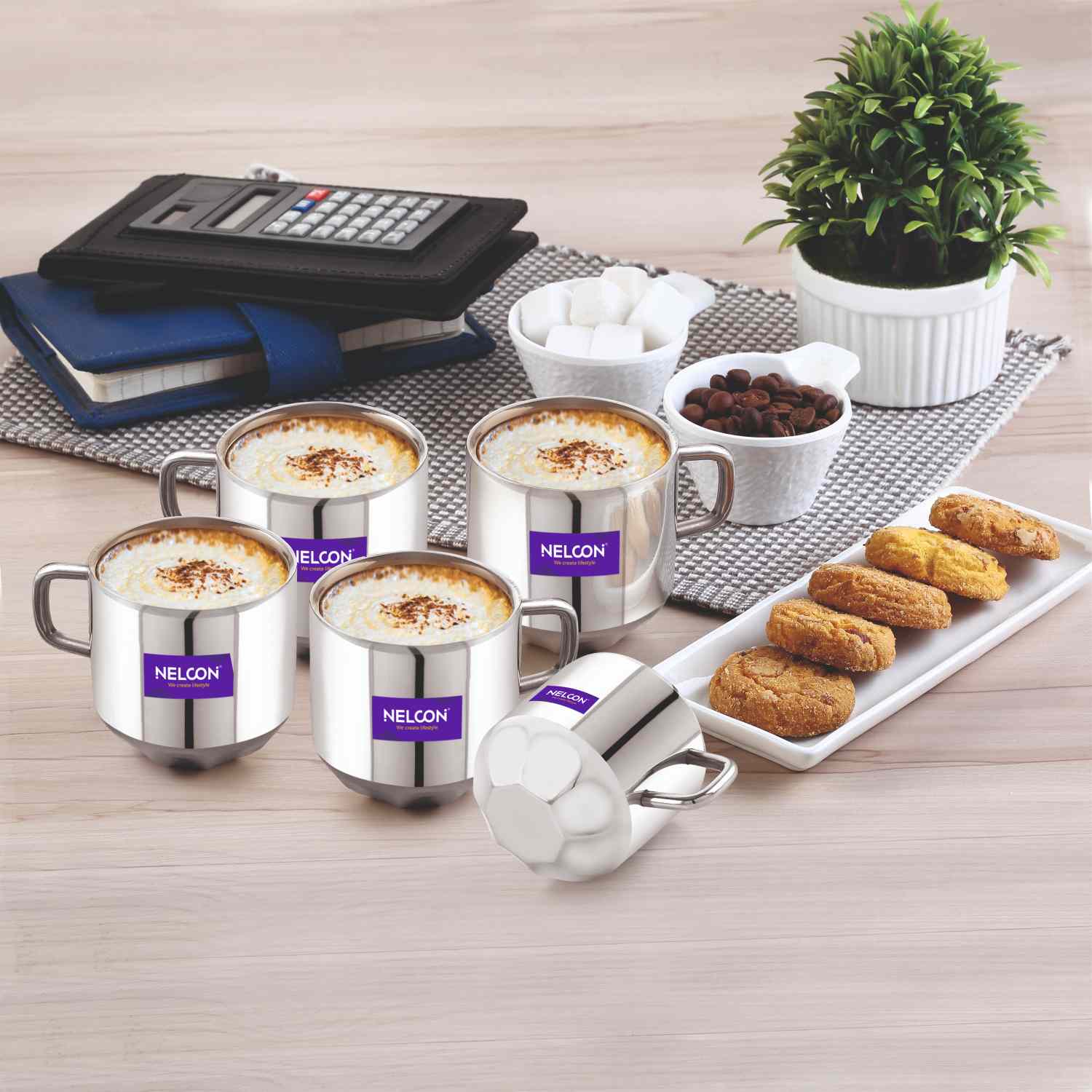 Nelcon diamond tea cup set of 4pc, 100ml