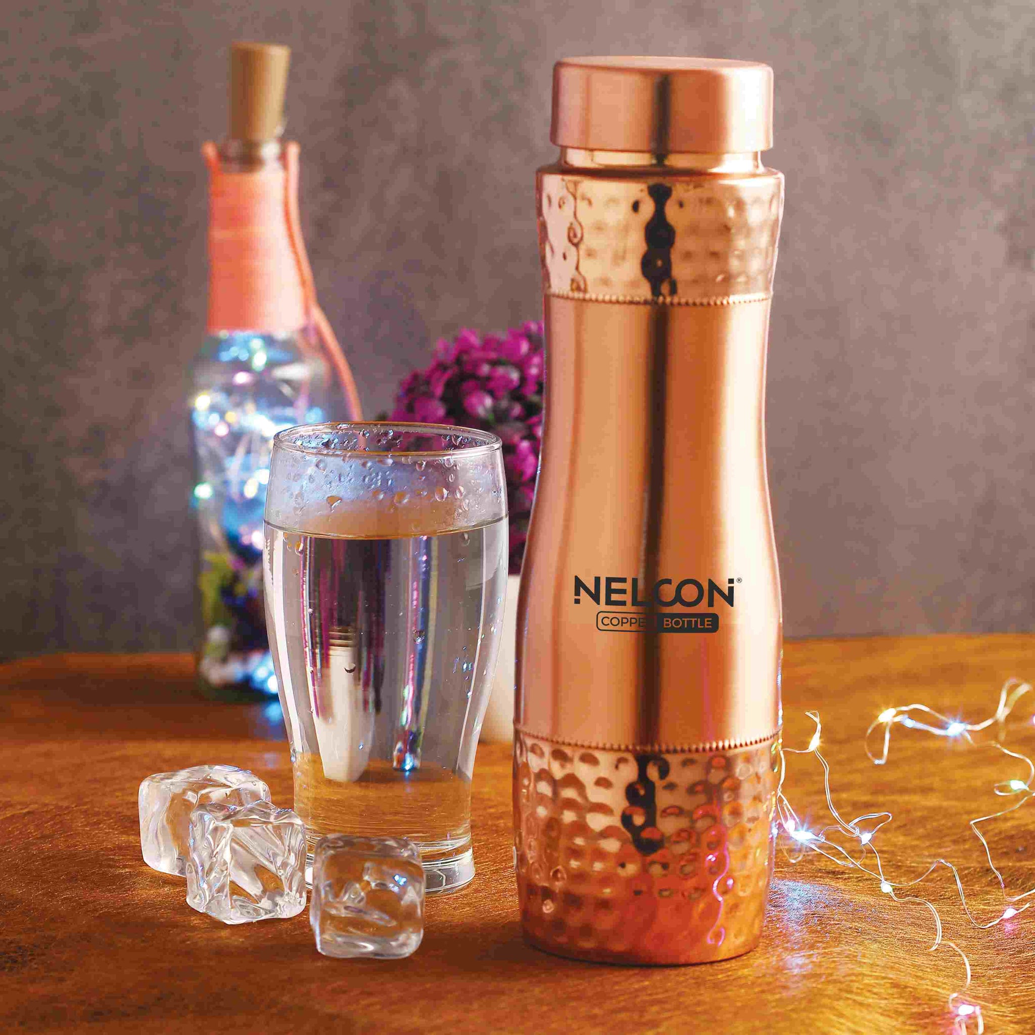 Nelcon Titli half hammered pure copper bottle, 950ml