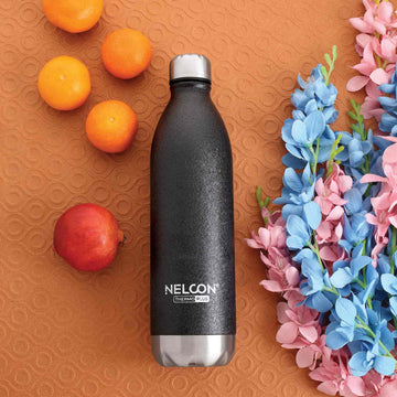 Nelcon Crocz Black cola thermo plus insulated 24 hours hot and cold water bottle 1 litre