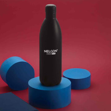 Nelcon Cola dusky black thermo plus insulated 24 hours hot and cold water bottle 1 litre