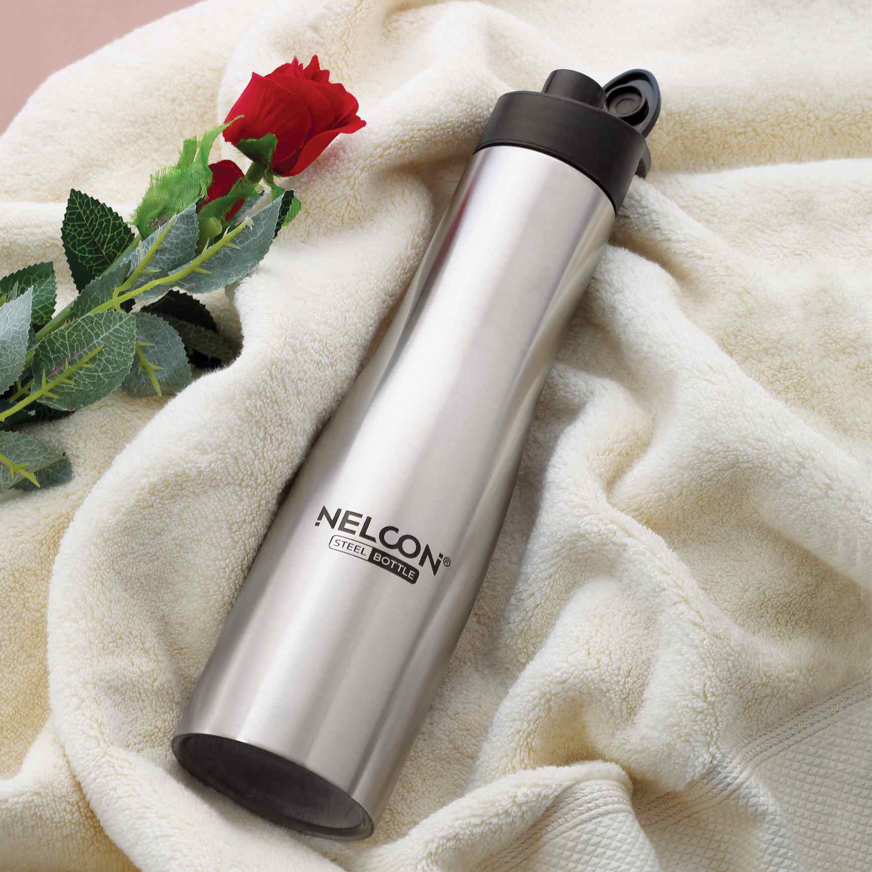 Nelcon Bluebell water bottle stainless steel with sipper cap, 1000ml